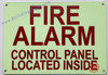 Photoluminescent FIRE ALARM CONTROL PANEL LOCATED INSIDE Signage