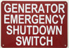 Compliance sign GENERATOR EMERGENCY SHUTDOWN SWITCH  RED