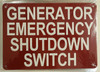Compliance  GENERATOR EMERGENCY SHUTDOWN SWITCH  RED sign