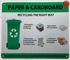 NYC RECYCLING SIGN- PAPER AND CARDBOARD SIGN