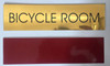 Compliance sign BICYCLE ROOM  - GOLD ALUMINUM