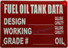 FUEL OIL TANK DATA Signage