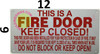 THIS IS A FIRE DOOR KEEP CLOSED Signage
