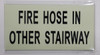 FIRE HOSE IN OTHER STAIRWAY SIGN - PHOTOLUMINESCENT GLOW IN THE DARK SIGN