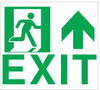 GLOW IN THE DARK HIGH INTENSITY SELF STICKING PVC GLOW IN THE DARK SAFETY GUIDANCE SIGN - "EXIT" SIGN 9X10 WITH RUNNING MAN AND UP ARROW