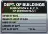 HPD sign -DEPT OF BUILDING SUBDIVISION ABCD SIGN