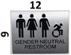 GENDER NEUTRAL RESTROOM  Accessable TACTILE  WITH BRAILLE, RAISED LETTER AND PICTOGRAM -The sensation line