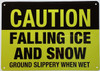 set of TWO  Falling Ice And Snow Ground Slippery When Wet sign