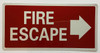 Fire Escape Sign RIGHT ARROWsign