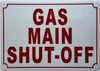 Sign GAS MAIN SHUT-OFF