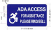 Sign ADA ACCESS FOR ASSISTANCE PLEASE RING BELL Decal Sticker