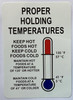 RESTURANT PROPER HOLDING TEMPERATURE DECAL/STICKER Signage