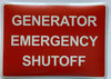 GENERATOR EMERGENCY STOP Decal/STICKER Signage