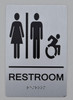 RESTROOM  Tactile Graphics Grade 2 Braille Text with raised letters  Signage