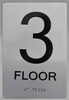 Sign FLOOR NUMBER  Tactile Graphics Grade 2 Braille Text with raised letters