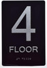 Black Floor number  -Tactile Graphics Grade 2 Braille Text with raised letters  Sign