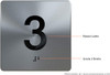 Elevator JAMB Plate with Braille - Elevator Floor Number Brush SILVER Sign