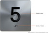 Elevator JAMB Plate with Braille - Elevator Floor Number Brush SILVER Signage