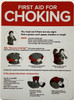 Sign Chef Refrigerator FIRST AID FOR CHOKING Notice - FIRST AID FOR CHOKING /POSTER