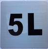 Apartment number 5L sign