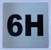 Apartment number 6H sign