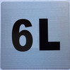 Apartment number 6L sign