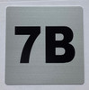 Apartment number 7B sign