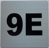 Apartment number 9E sign