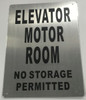 building sign ELEVATOR MOTOR ROOM NO STORAGE PERMITTED - BRUSHED ALUMINUM - The Mont Argent Line