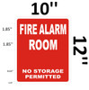 FIRE ALARM ROOM NO STORAGE PERMITTED  - REFLECTIVE !!! (ALUMINUM S RED )