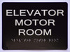 BLACK ELEVATOR MOTOR ROOM SIGN