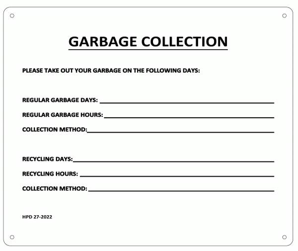 GARBAGE COLLECTION PLEASE TAKE OUT YOUR GARBAGE ON THE FOLLOWING DAYS ...