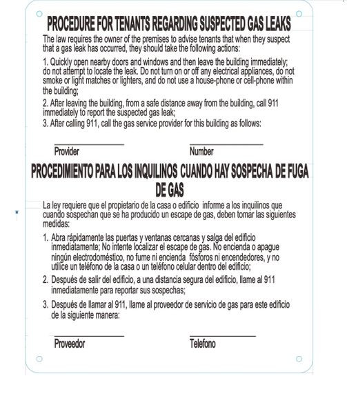 HPD Gas Leak Notice English/Spanish