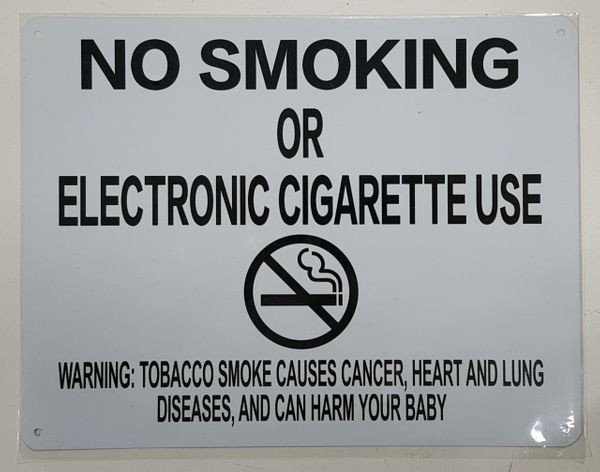no smoking or electronic cigarette use sign NYC Smoke free Act Sign 