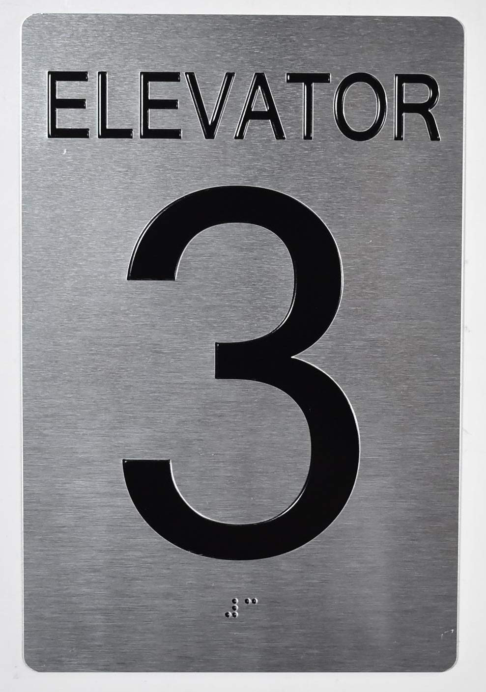 Elevator Sign Silver - Tactile Touch Braille Sign