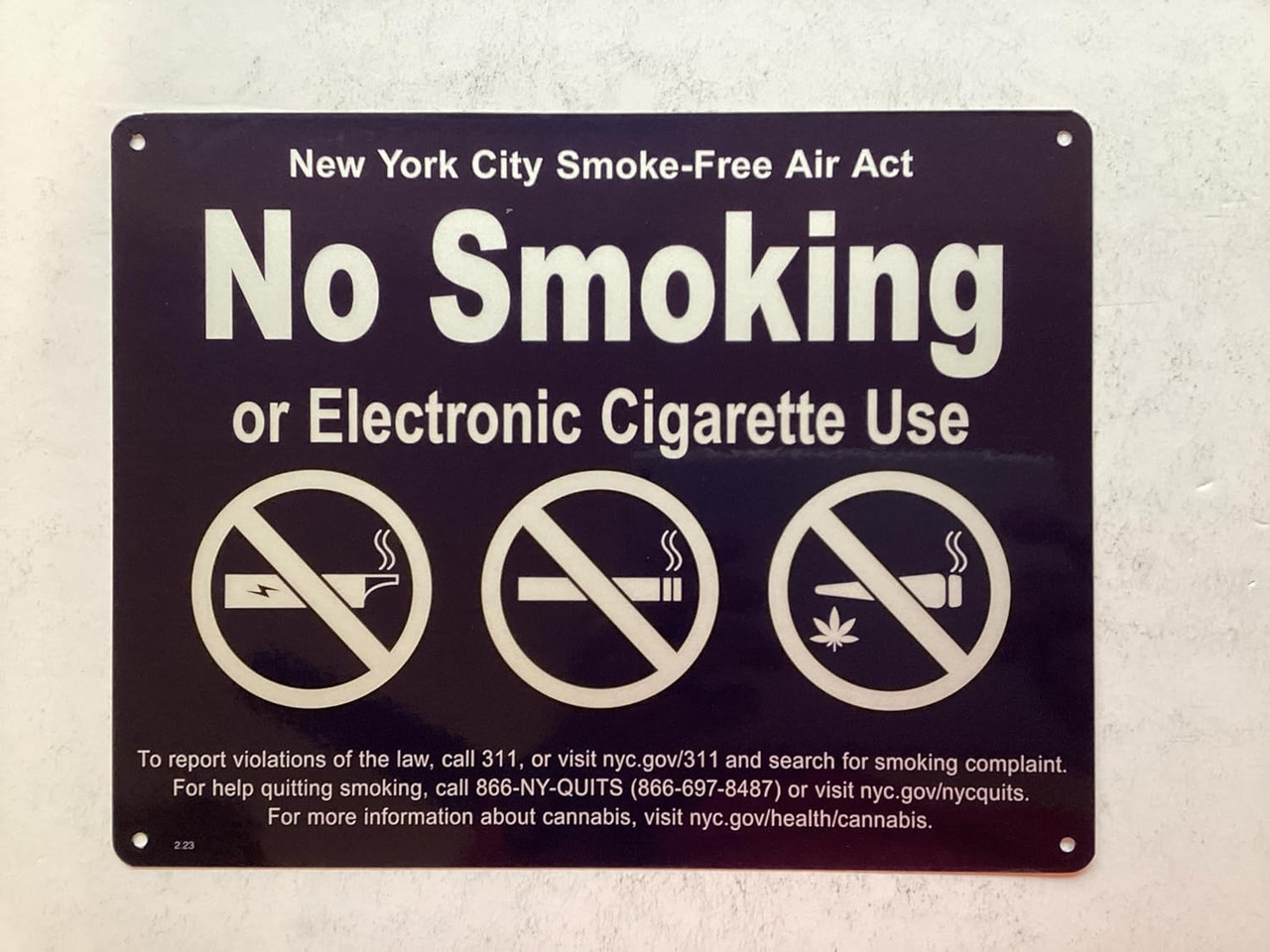 NYC NO SMOKING OR ELECTRONIC CIGARETTES SIGN (REFLECTIVE, BLUE, ALUMINIUM MATERIAL,8.5x11 INCH,RUST FREE) REF24818 - HPD-SIGNS.COM NYC NO SMOKING OR ELECTRONIC CIGARETTES SIGN (REFLECTIVE, BLUE, ALUMINIUM MATERIAL,8.5x11 INCH,RUST FREE) REF24818 - HPD-SIGNS.COM