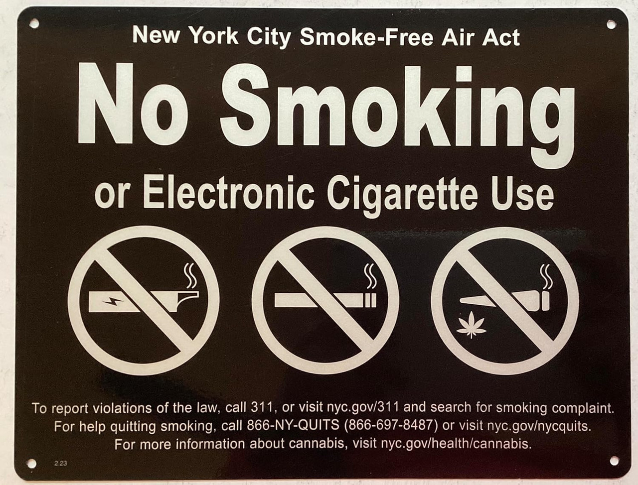NYC NO SMOKING OR ELECTRONIC CIGARETTES SIGN (REFLECTIVE, black, ALUMINIUM MATERIAL,8.5x11 INCH,RUST FREE) REF24818 - HPD-SIGNS.COM NYC NO SMOKING OR ELECTRONIC CIGARETTES SIGN (REFLECTIVE, black, ALUMINIUM MATERIAL,8.5x11 INCH,RUST FREE) REF24818 - HPD-SIGNS.COM