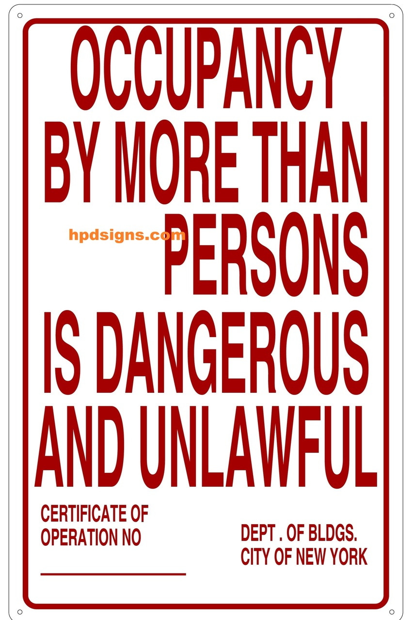 NYC MAXIMUM OCCUPANCY Sign