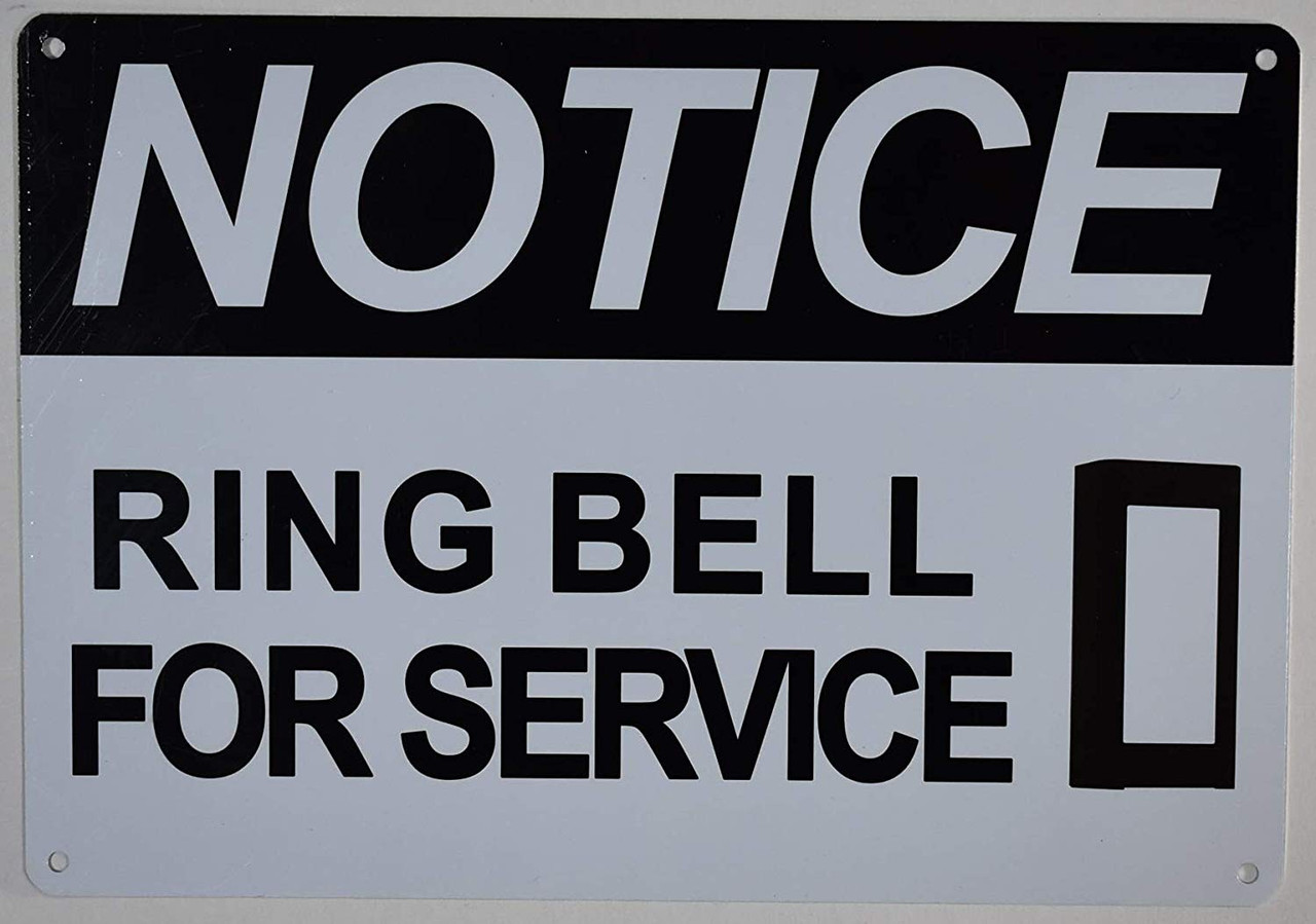 Notice Ring Bell for Service Sign (White Aluminium )