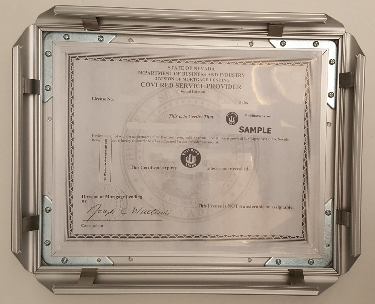 Business License Certificate Frame NV