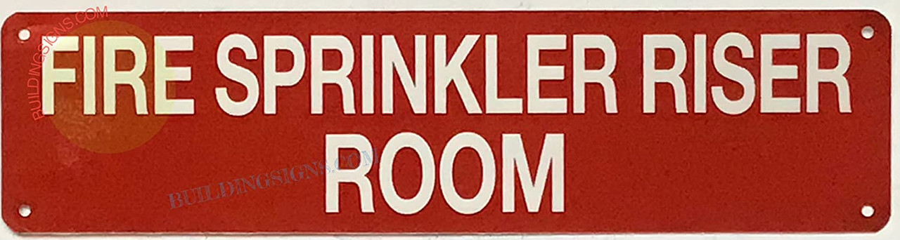 FIRE SPRINKLER RISER ROOM SIGN, Fire Safety Sign (Red, Reflective ...
