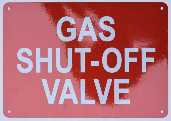 GAS SHUTOFF VALVE SIGN (ALUMINUM SIGNS 7X10)