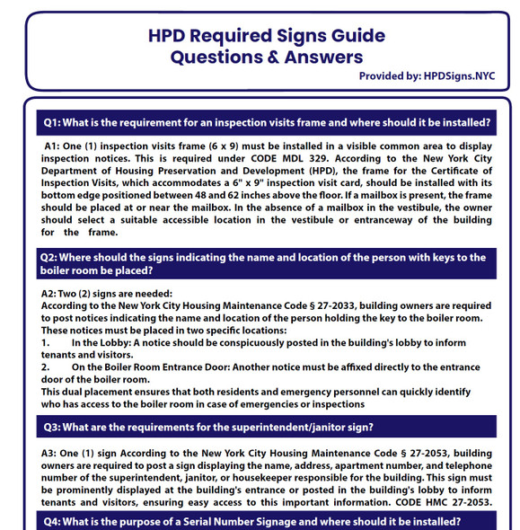 HPD Required Signs Guide Questions & Answers