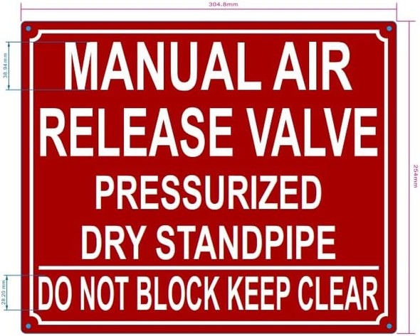 NYC MANUAL AIR RELEASE VALVE PRESSURIZED DRY STANDPIPE SIGN
