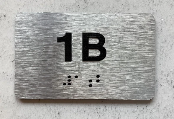 NYC APT NUMBER 1B SIGN-UNIT NUMBER SIGN WITH RAISED LETTERS