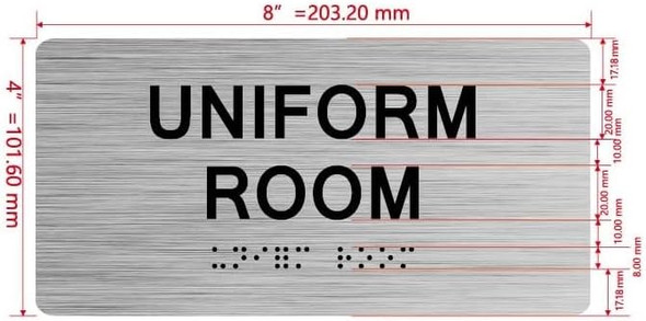 NYC UNIFORM ROOM SIGN WITH RAISED LETTERS