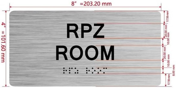 NYC RPZ ROOM SIGN / REDUCED PRESSURE ZONE SIGN WITH RAISED LETTERS