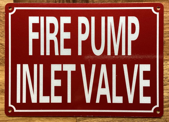 FIRE PUMP INLET VALVE SIGN