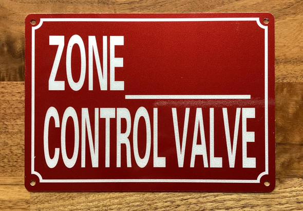 NYC ZONE XXX CONTROL VALVE SIGN