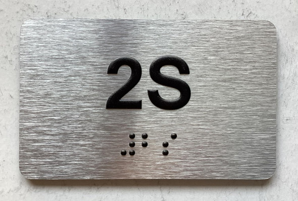 NYC APT NUMBER 2S SIGN-UNIT NUMBER SIGN WITH RAISED LETTERS